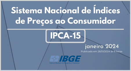Sistema Nacional de Índices de Preços ao Consumidor IPCA-15, IBGE janeiro/2024